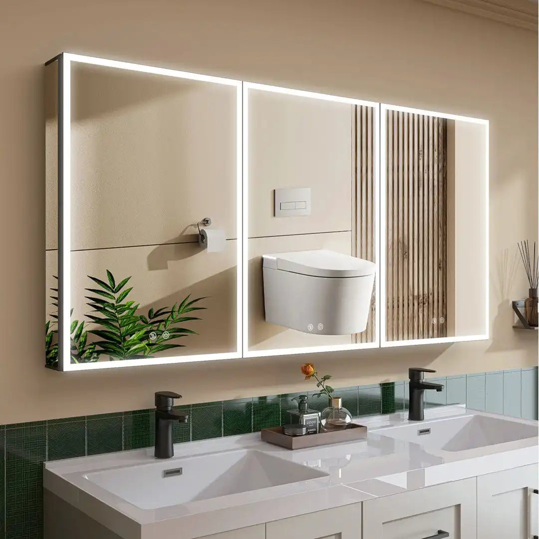 Triple LED mirror cabinet, perfect choice to replace medicine cabinet and upgrade bathroom style with ACE DECOR solutions.