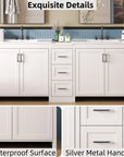 Elysian 84" Freestanding Bathroom Vanity with Double Sinks – White