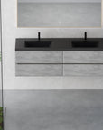 Top view of grey floating vanity 72 x 19 with dual sinks | Ace Decor