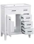 30" shallow vanities for small bathrooms with open drawers and cabinet | Ace Decor