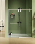 3D video showing shower door 60 x 76 with sliding motion and bathroom scene view | Ace Decor