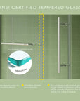 Close-up of shower door 60 x 76 featuring ANSI certified tempered glass and stainless handle | Ace Decor