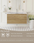 Oakmere Series 42" Natural Oak Bathroom Floating Vanity with Resin Sink & 2 Soft-Close Drawers