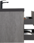 24"-47" Floating Dark Grey Corner Vanity with Matte Black Sink - 2 Soft Close Drawers