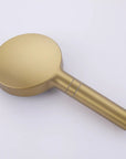 Rear view of the brushed gold handheld shower head.