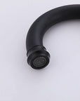 Close-up of VALMIRA Matte Black Sink Faucet spout with aerator detail for smooth flow。