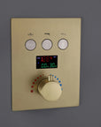 Thermostatic shower digital control panel with temperature display and mode selector buttons