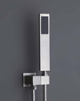 Handheld shower on the Brushed Nickel Rain Shower System
