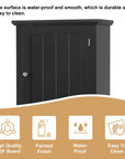 Norrin 67.3 inch black bathroom storage cabinet made of MDF material, waterproof and easy to clean surface.