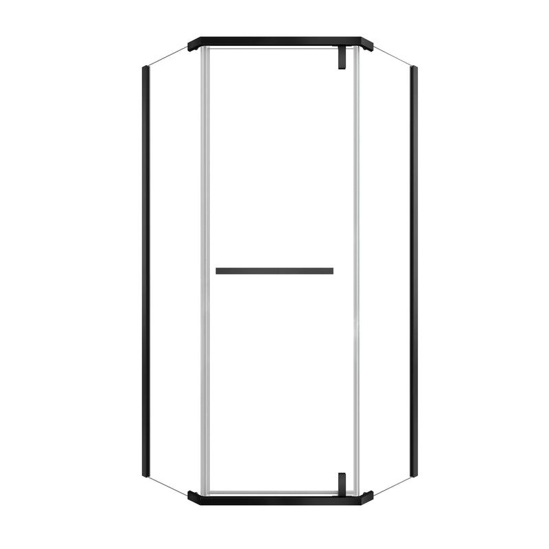 Velora Series 36"W *72"H Semi-Frameless Corner Shower Enclosure, 1/4" Tempered Glass - Matte Black