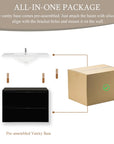 Oakmere Series 30" Black Bathroom Floating Vanity with Resin Sink & 2 Soft-Close Drawers