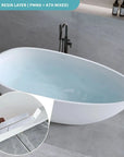 A luxurious freestanding bathtub made with a durable stone resin layer (PMMA + ATH mixed) for strength and smooth finish. |ACE DECOR