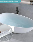 Abyss Series 59" Egg-Shaped bathtub made with a durable stone resin layer (PMMA + ATH mixed) for strength and smooth finish.