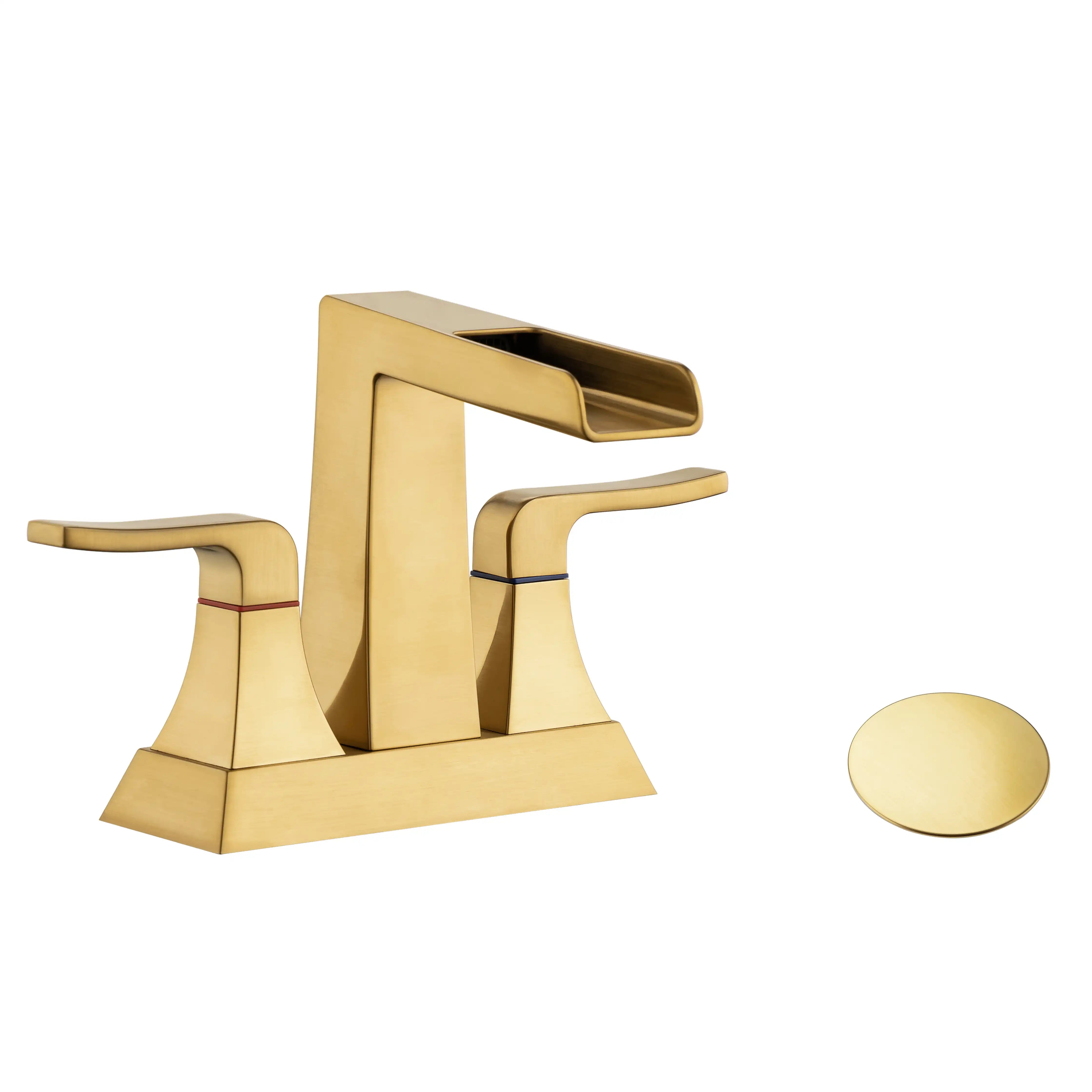 Aurora Series Widespread Bathroom Sink Faucet in Brushed Gold