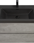 24"-47" Floating Dark Grey Corner Vanity with Matte Black Sink - 2 Soft Close Drawers