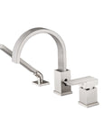 FLUNIX Brushed Nickel Brass Waterfall Roman Deck Mounted Tub Faucet Set with Hand Shower.