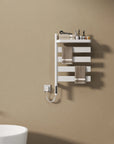 electric towel warmer with folded towels and top tray 18 x 30 | Ace Decor