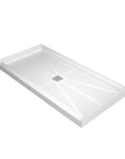 Durable white SMC non-slip shower base with center drain and textured surface for enhanced stability and easy maintenance | Ace Decor