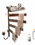 Lirion Series 18" x 30" Heated Towel Rack with 4×180° Swing Bars, Foldable Shelf & Smart LED Control - Gray
