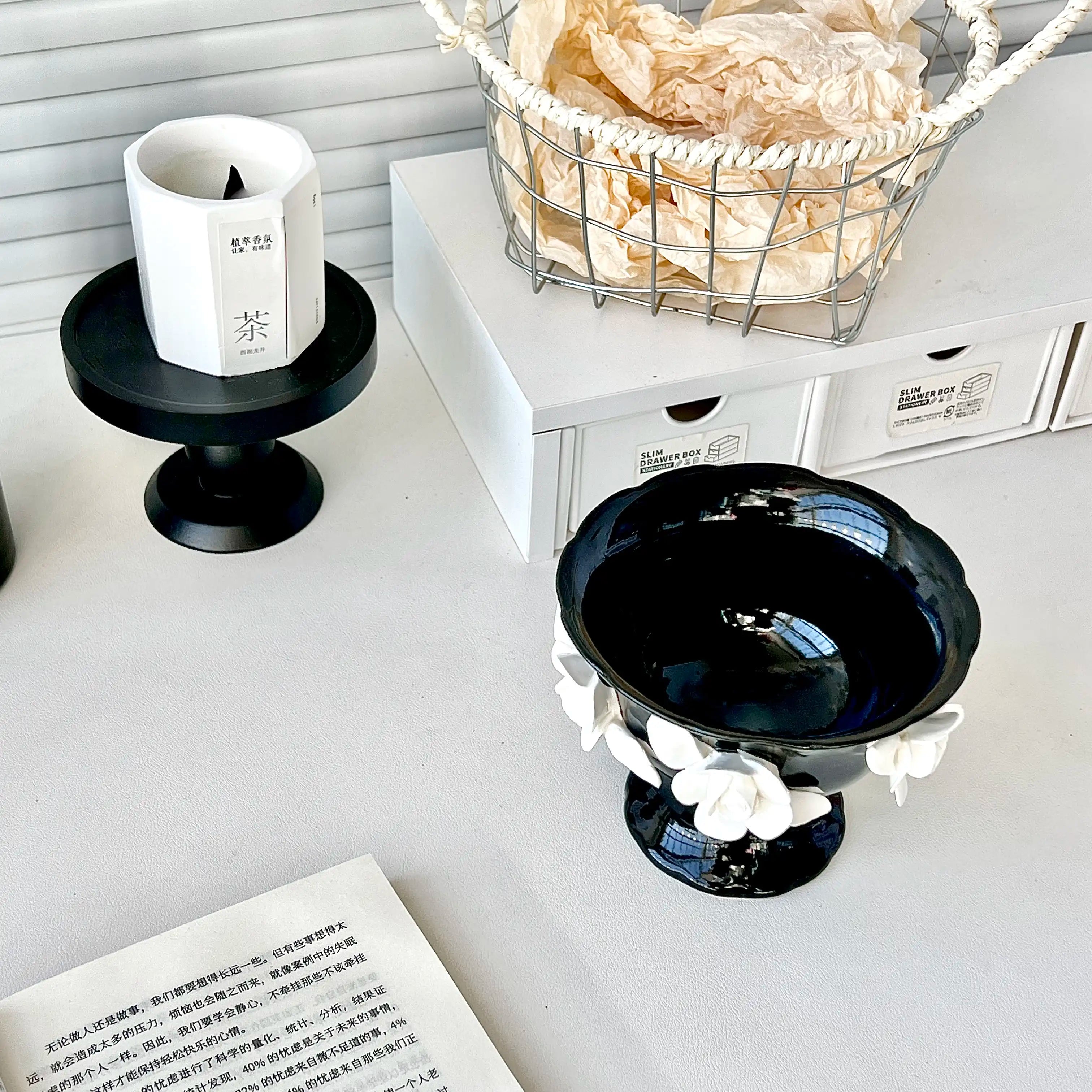 Lumière Ceramic 3D Rose Jewelry & Decor Bowl