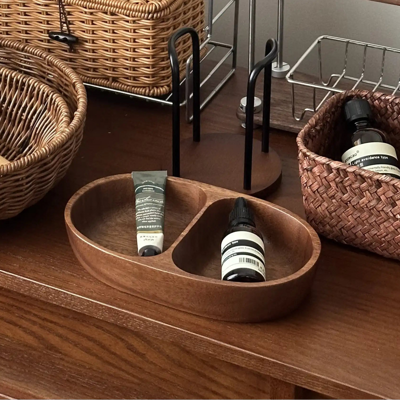 Acacia Wood Divided Jewelry Bowl