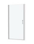 chrome semi-frameless pivot shower door with clear tempered glass | Ace Decor