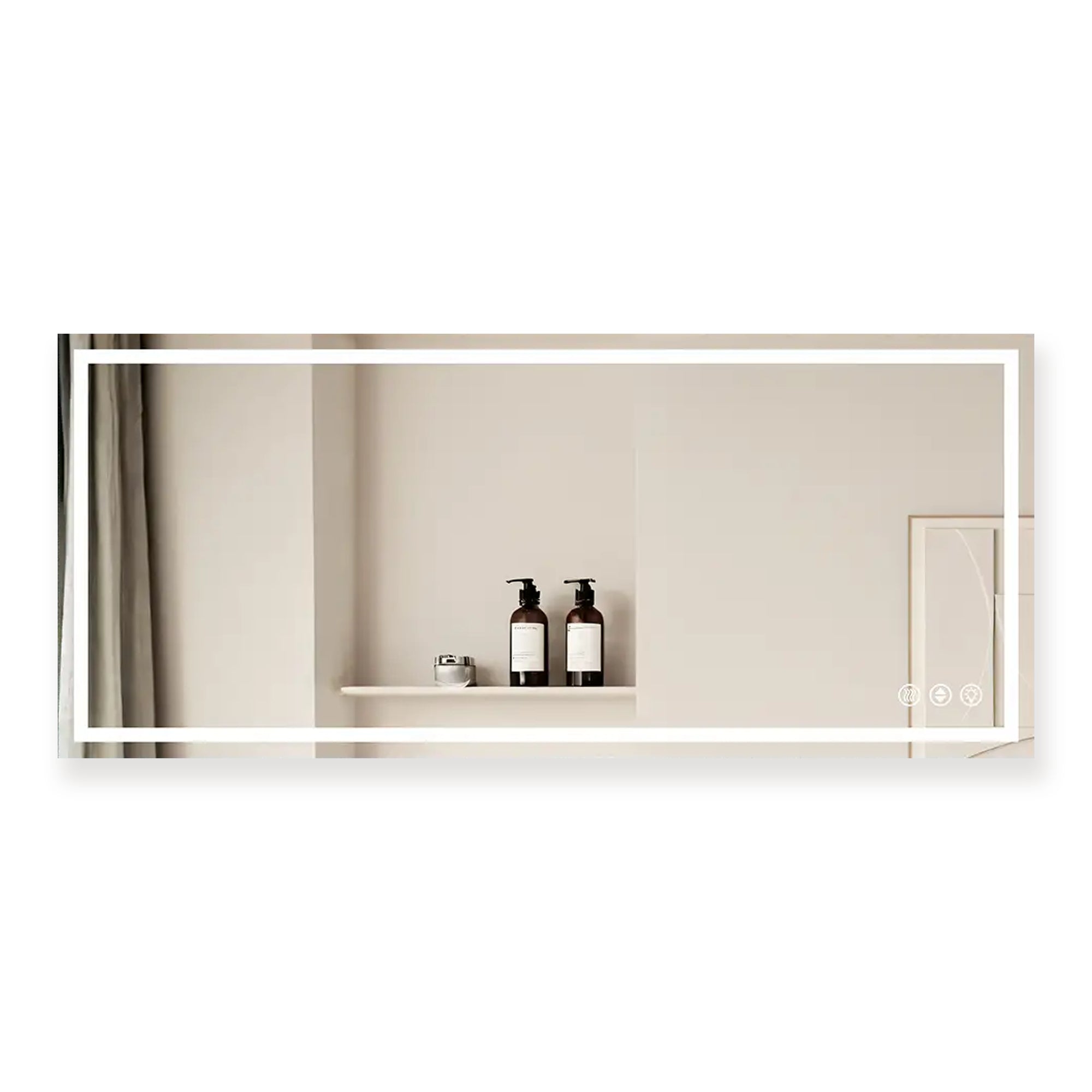 110"x48" LED bathroom vanity mirror with lights – anti-fog, dimmable, modern frameless design for large bathrooms
