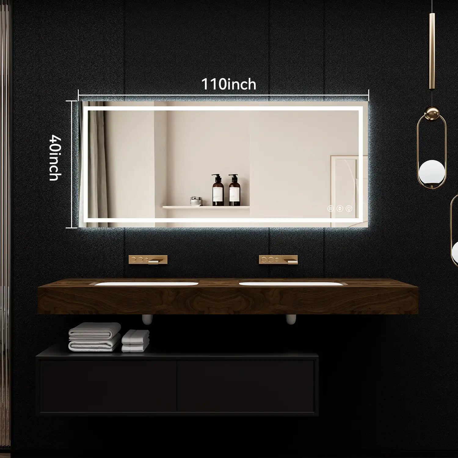 110"*40" Adjustable LED Bathroom Vanity Mirror with Brightness Memory – Anti Fog