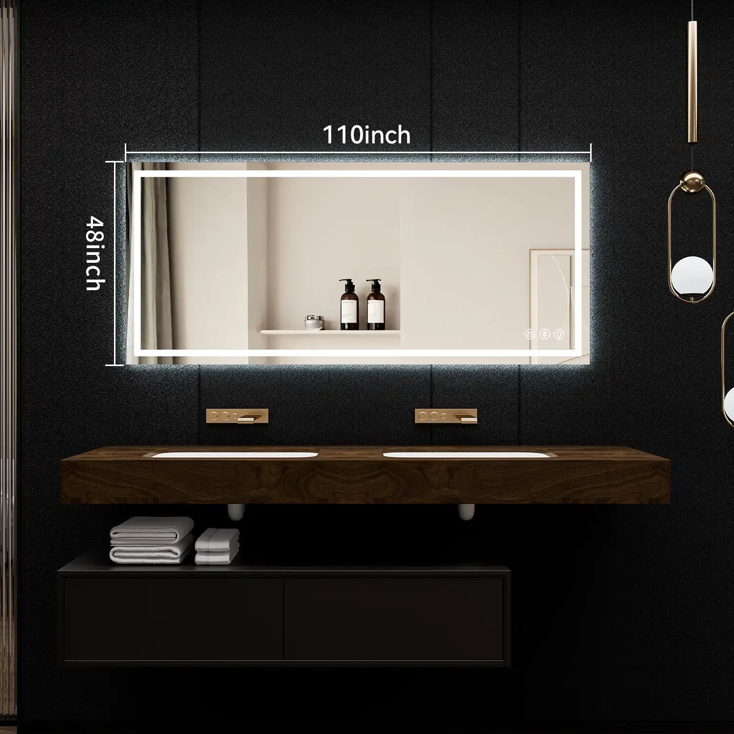 110"*48" Adjustable LED Bathroom Vanity Mirror with Brightness Memory – Anti Fog