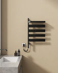 matte black electric towel rack 18 x 30 minimalist bathroom style | Ace Decor