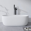 Lissome 51" Freestanding Stone Resin Deep Soaking Bathtub with Overflow & Pop-Up Drain