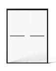Straight-on front view of minimalist black-framed sliding doors for shower, size 60 x 70 | Ace Decor
