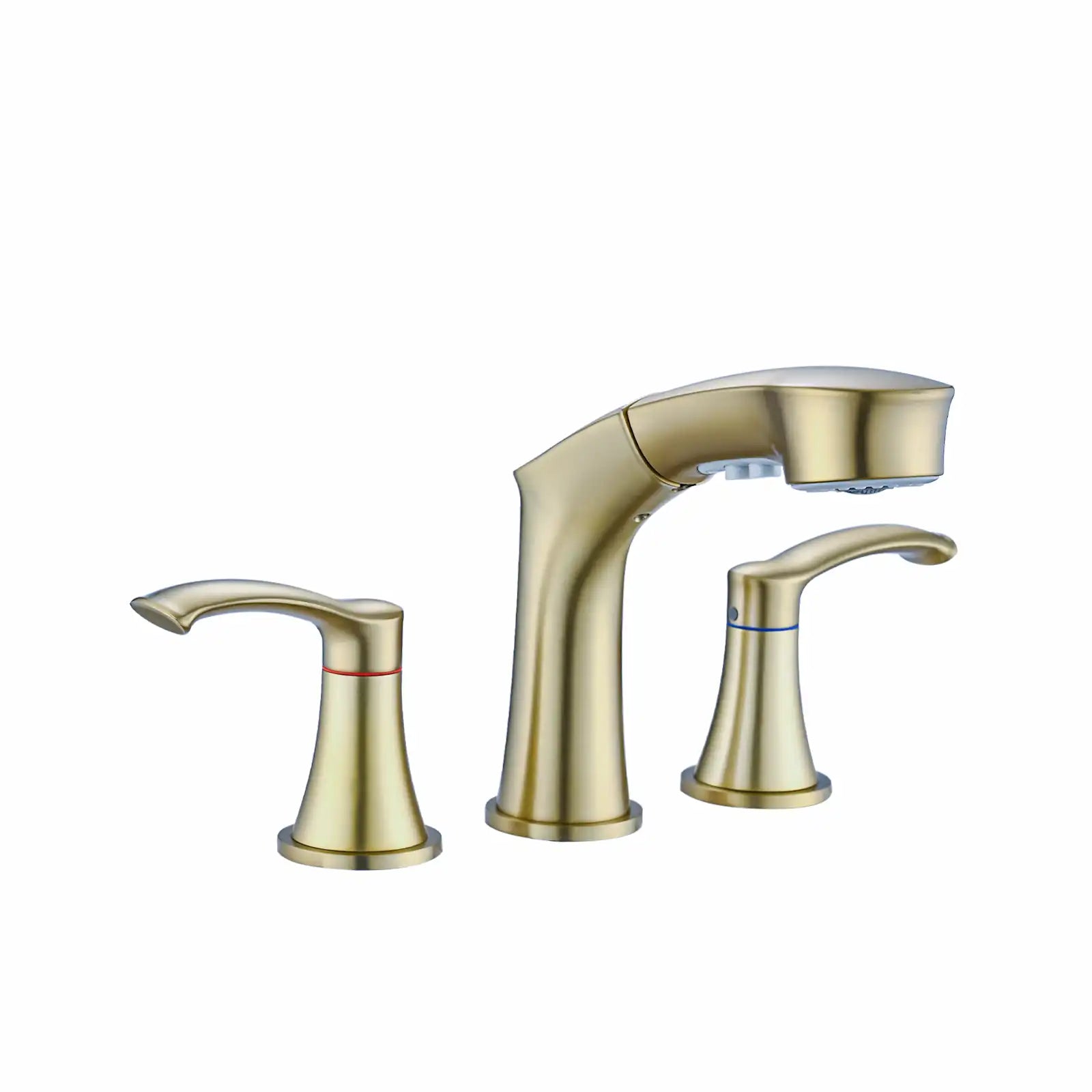 Harbor Series Brushed Gold Faucet Bathroom – Pull-Out Sprayer with 2 Handles