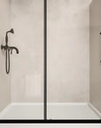 Clear tempered shower door glass with nano coating and explosion-proof safety film on Brivio Series shower door.