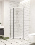 36" x 36" x 72" semi-frameless corner shower enclosure side view, modern frameless corner shower enclosures bathroom design | Ace Decor