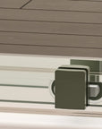 Close-up of the bottom roller with quick release and smooth sliding design on Brivio Series shower door.