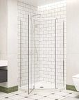 36" x 36" x 72" semi-frameless corner shower enclosure open door view, modern frameless corner shower enclosures bathroom design | Ace Decor