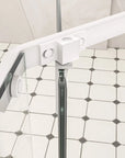 36" x 36" x 72" semi-frameless corner angle shower hinge and hardware detail | Ace Decor