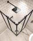 Serava Series 36" x 72" Corner Shower Enclosure - Black Double Sliding Glass Shower Door
