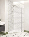 36" x 36" x 72" semi-frameless corner shower enclosure side view, modern frameless corner shower enclosures bathroom interior | Ace Decor