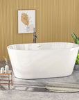Modern Acrylic Freestanding Soaking Tub with Chrome Overflow and Drain color: White