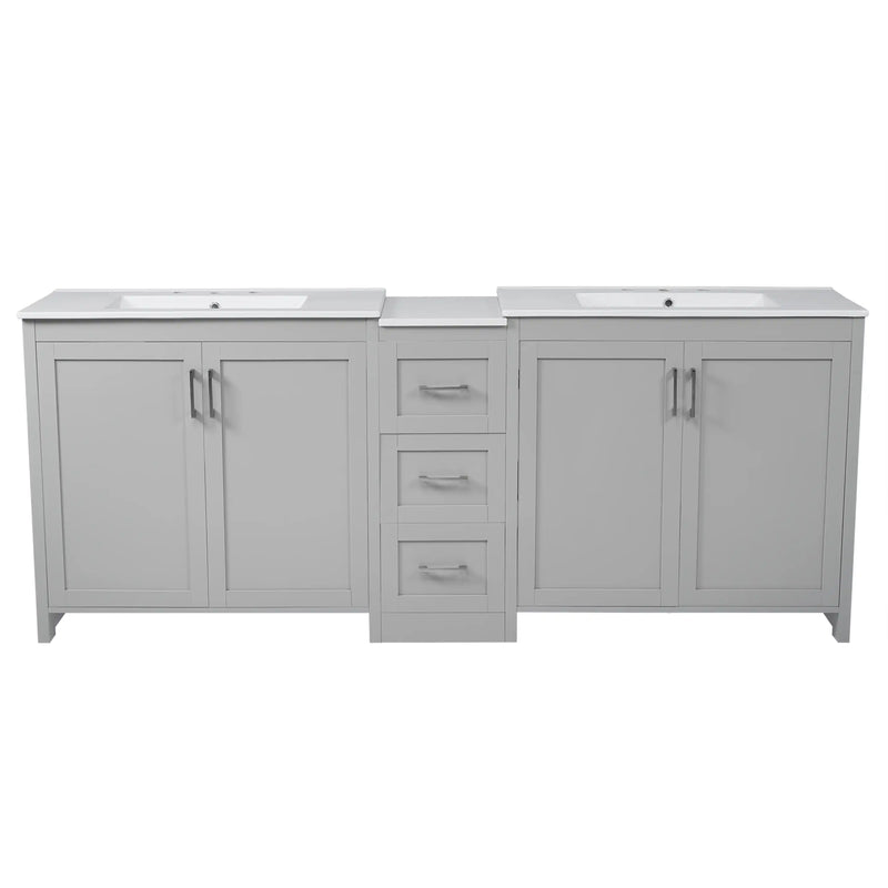 Elysian 84" Freestanding Bathroom Vanity with Double Sinks – Grey