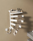 heated towel rack with towels and storage shelf 18 x 30 | Ace Decor