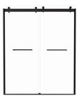 60'' x 74'' Sliding Semi-Frameless Glass Shower Doors in Black - 8mm Thick, Bypass Entry