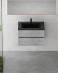 24"-47" Floating Dark Grey Corner Vanity with Matte Black Sink - 2 Soft Close Drawers