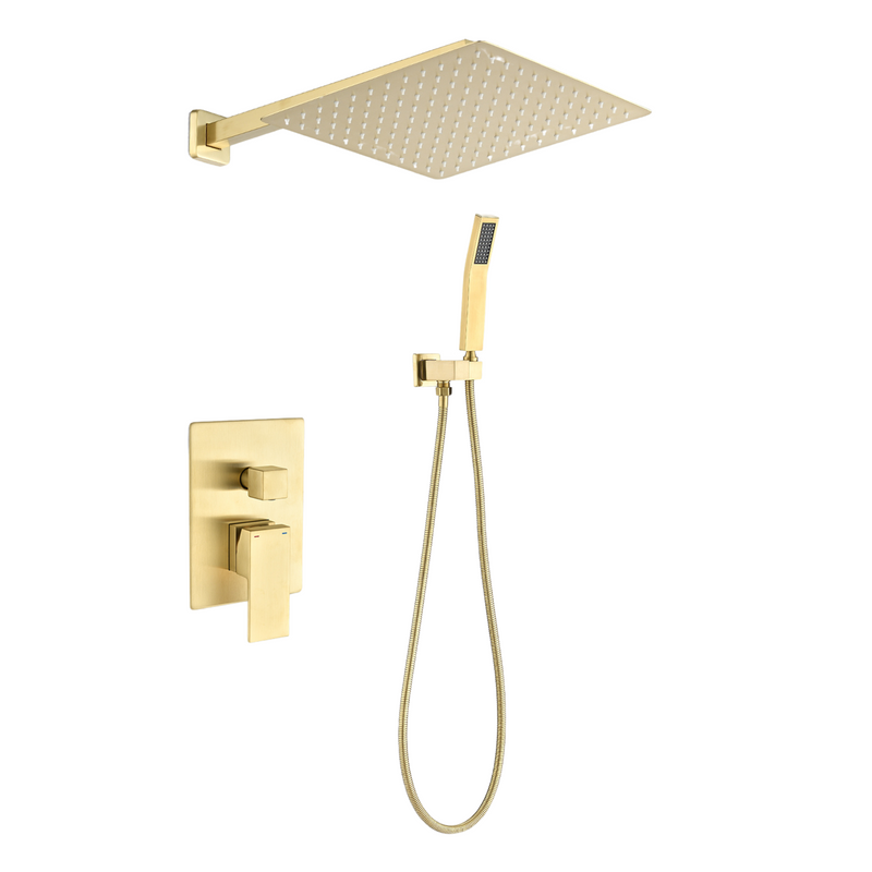 Eclipse Series 12" Wall-Mounted Rain Shower Head - Brushed Gold Finish