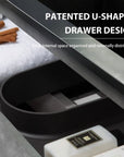 Grey floating vanity with patented U-shaped drawer design | Ace Decor
