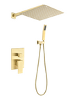 Eclipse Series 12" Wall-Mounted Rain Shower Head - Brushed Gold Finish