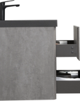 24"-47" Floating Dark Grey Corner Vanity with Matte Black Sink - 2 Soft Close Drawers
