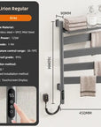 Lirion Series 18" x 30" Heated Towel Rack with 4×180° Swing Bars, Foldable Shelf & Smart LED Control - Gray